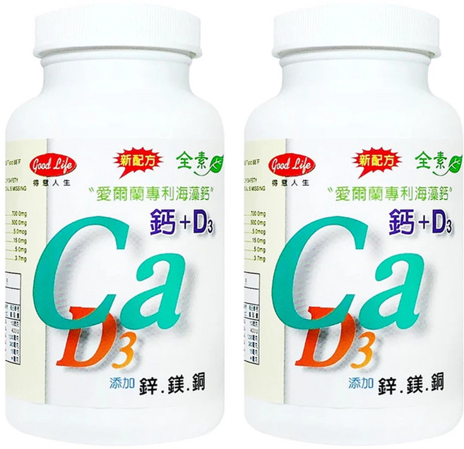good Life 得意人生 愛爾蘭紅藻海藻鈣Ca+D3 歐寶鈣加強錠, 60顆, 2罐