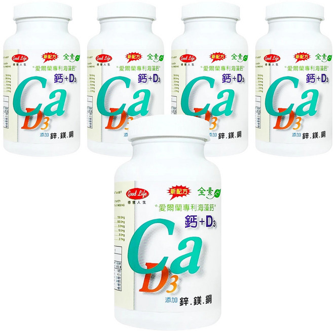 good Life 得意人生 愛爾蘭紅藻海藻鈣Ca + D3 歐寶鈣加強錠, 60顆, 5罐