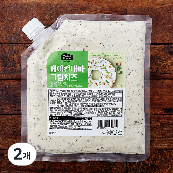 비욘드 베이컨대파 크림치즈, 1kg, 2개, 1개입