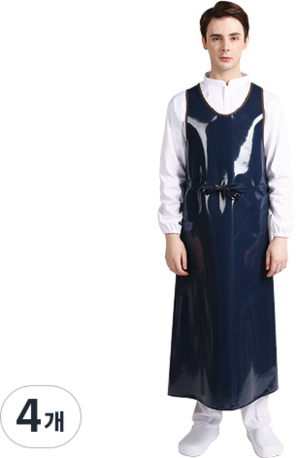 웰프런 양면코팅 방수앞치마 원피스형 특대, 네이비, 4개