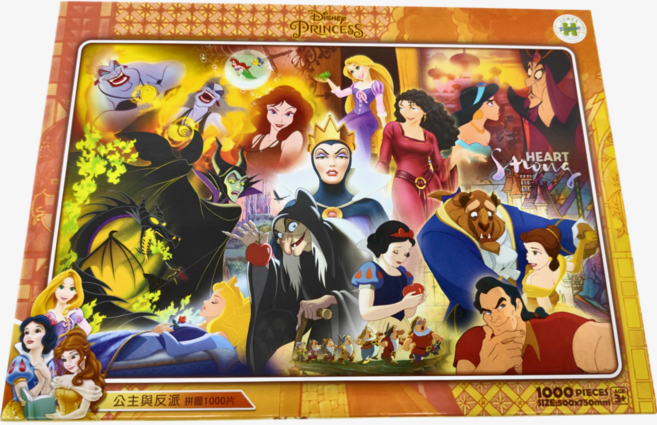 HUNDRED PICTURES 百耘圖 Disney Princess 公主與反派拼圖 500 x 750mm, 1000片, Disney Princess 公主與反派, 1盒