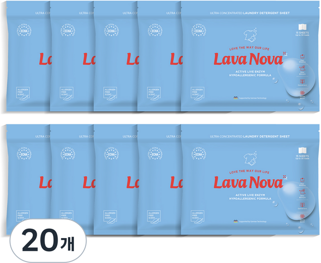 라바노바 고농축 시트형 겸용 세탁세제, 20개입, 20개