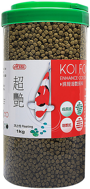 ISTA 伊士達 錦鯉超艷飼料 增豔 成長綠 大粒, 1kg, 1罐