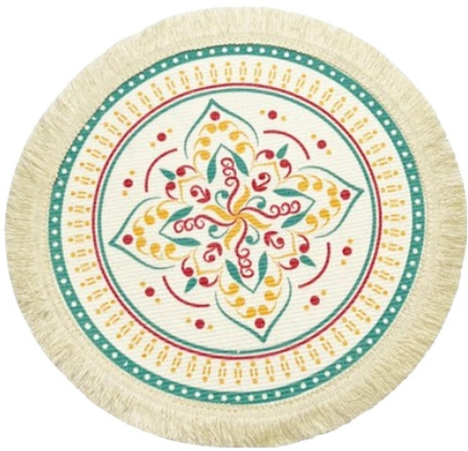 아늑공간 보헤미안 북유럽 코튼 플레이스매트, Oriental Azul, 1개, 34cm