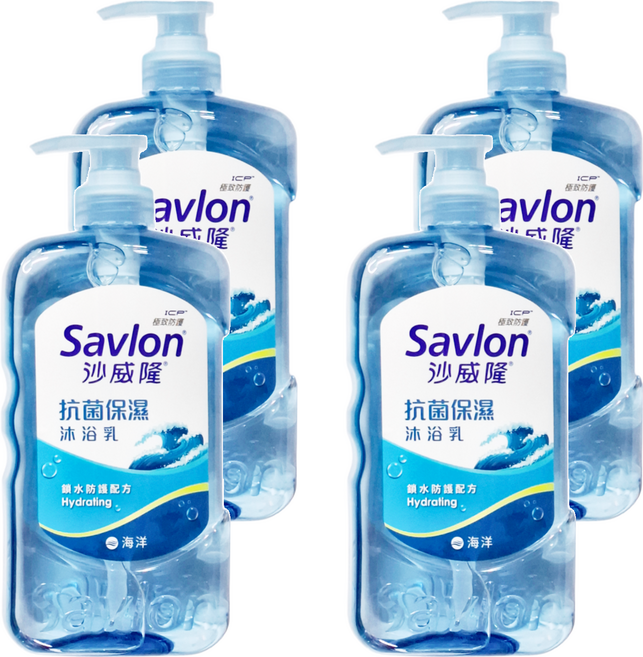 Savlon 沙威隆 抗菌保濕沐浴乳 海洋, 850g, 4瓶