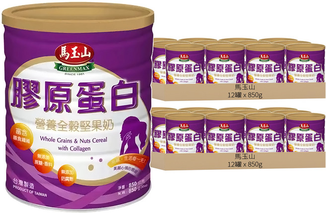 馬玉山 膠原蛋白 營養全榖堅果奶, 850g, 24罐