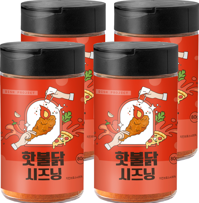디쉬프로젝트 핫불닭 시즈닝, 80g, 4개