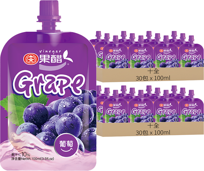 十全 葡萄醋飲料, 100ml, 60包
