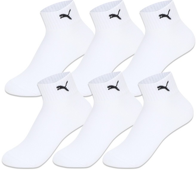 푸마 남녀공용 기능성 단목 양말 6켤레 세트, 화이트, 1세트