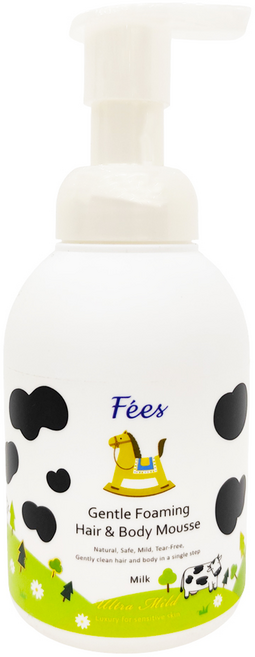 Fees BEBE 嬰兒洗髮沐浴泡泡 香濃牛奶, 400ml, 1瓶