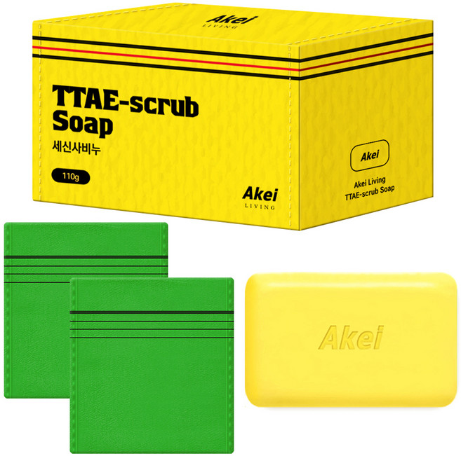 아케이 리빙 세신사 비누 + 때타올 2p, 90g, 1세트