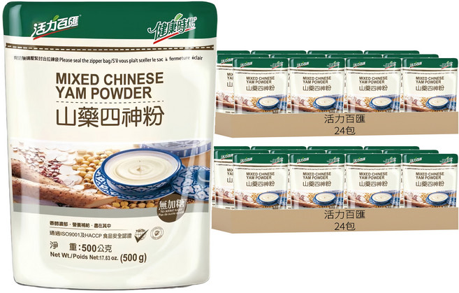 活力百匯 山藥四神粉 無糖, 500g, 1入, 48包