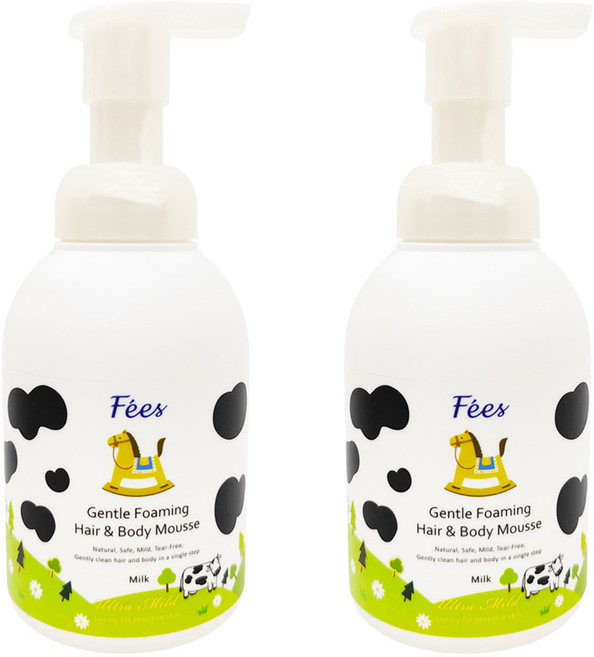 Fees BEBE 嬰兒洗髮沐浴泡泡 香濃牛奶, 400ml, 2瓶