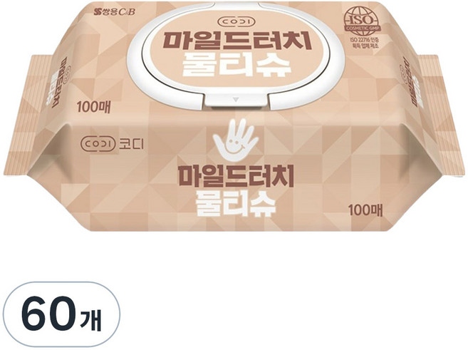 코디 마일드터치 물티슈 캡형, 35g, 100매, 60개