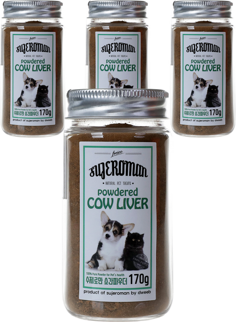 SUJEROMAN 반려동물 파우더 간식, 소간, 170g, 4개