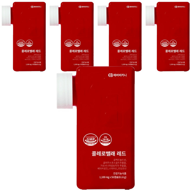 에버비키니 콜레로뺄래 레드 다이어트 보조제 61.6g, 56정, 5개