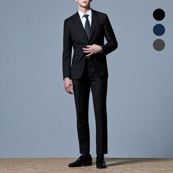 맨잇슈트 남성용 솔리드 포멀핏 베이직 정장 상하의 세트