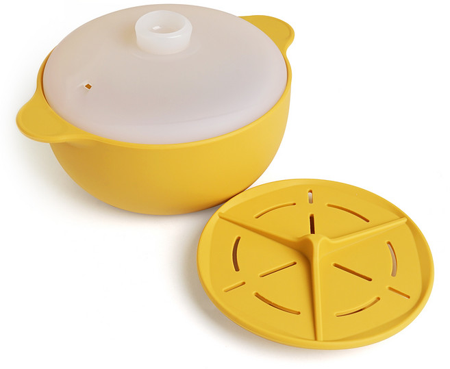 실리가든 실리콘 냄비 찜기 1.3L, 머스타드, 1개