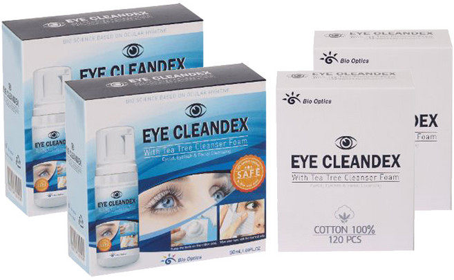 바이오옵틱스 아이클린덱스 단백질제거 눈꺼풀 세정제 + 솜 120p, 2세트