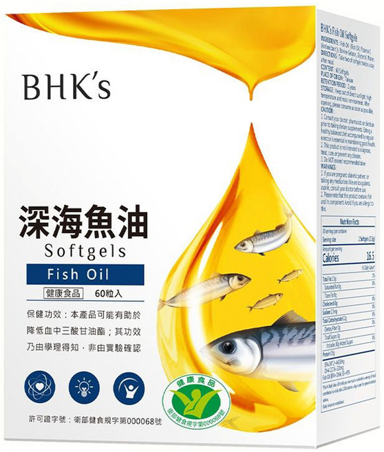 BHK's 健字號深海魚油軟膠囊, 60顆, 1盒