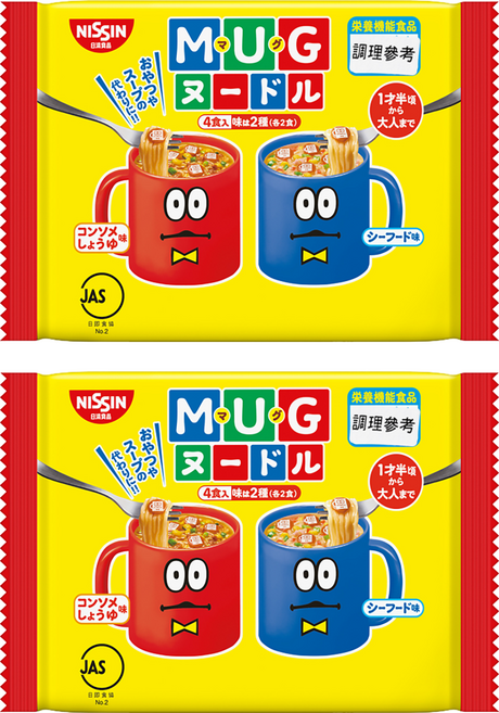 NISSIN 日清 馬克杯麵 雞汁醬油味與海鮮味, 2袋