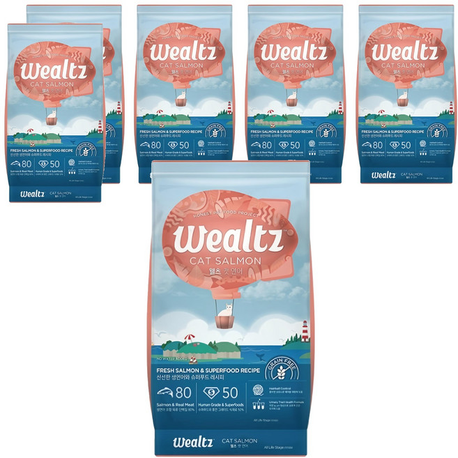 Wealtz 維爾滋 全齡貓 天然無穀寵物乾糧, 2.1kg, 6袋, 鮭魚