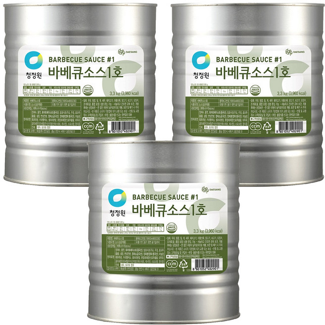 청정원 바베큐 소스 1호, 3.3kg, 3개