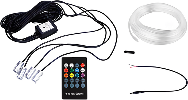 비상 자동차 LED 엠비언트 무드등 4p + 광섬유 6m 세트, 혼합색상, 1세트