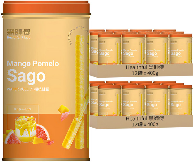 Healthful 黑師傅 捲心酥 楊枝甘露口味, 400g, 24罐