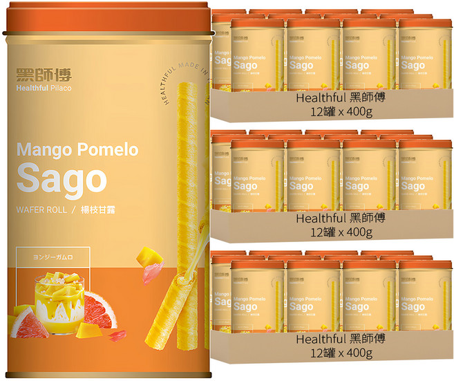 Healthful 黑師傅 捲心酥 楊枝甘露口味, 400g, 36罐