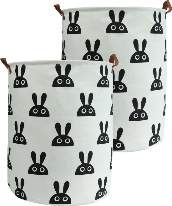 하늬통상 원형 장난감바구니 빨래바구니 수납바구니, 토끼, 2개