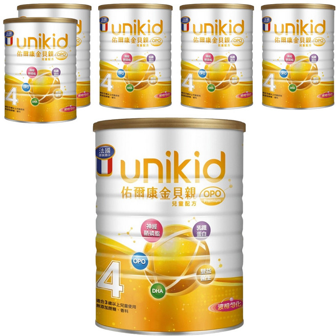 unikid 佑爾康 金貝親 OPO Premium 兒童配方 4號, 850g, 6罐