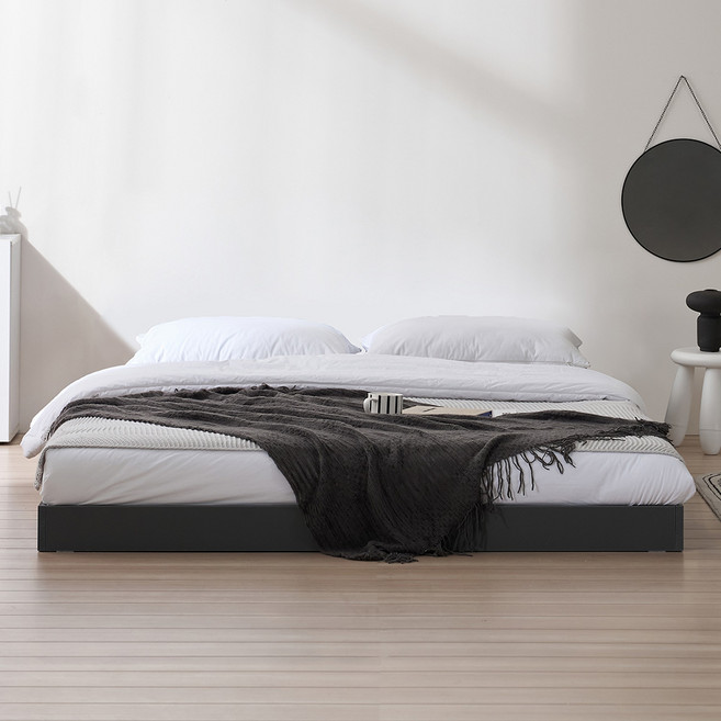 퍼니하우스 서울소호 홈즈 저상형 침대 프레임 + 파워 본넬 양면 매트리스 세트 방문설치, 그레이(프레임), 화이트(매트리스)