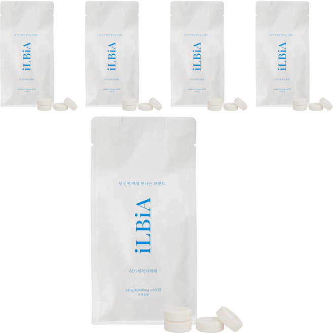 일비아 올인원 식기세척기 세제 타블릿, 240g, 5개