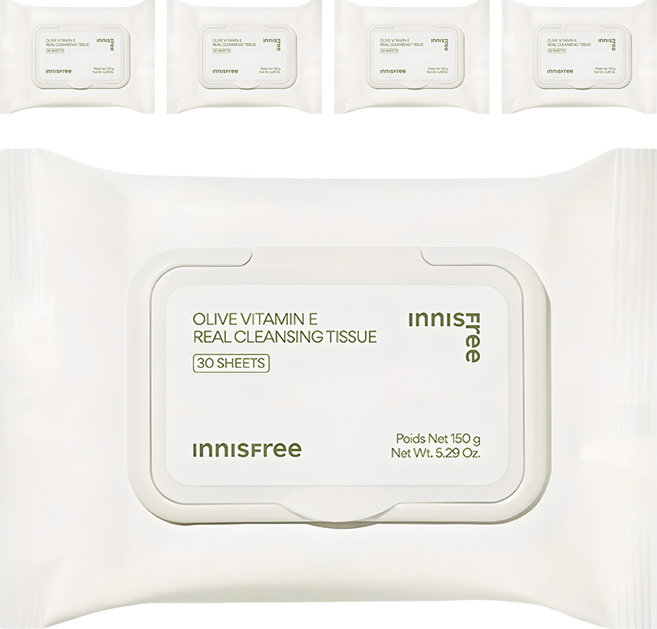 이니스프리 올리브 리얼 클렌징 티슈, 30매입, 5개