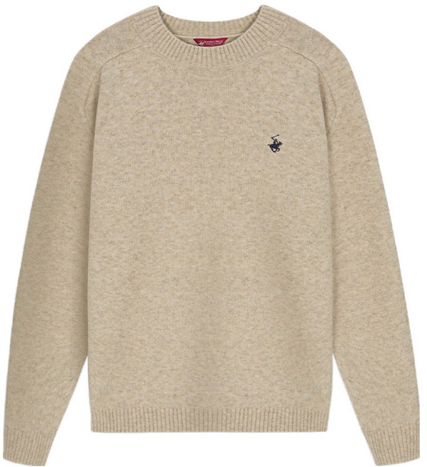 비버리힐스폴로클럽 남여공용 에센셜 소프트 스웨터 레글런 자수로고 라운드넥 긴팔 니트 CPN7T85