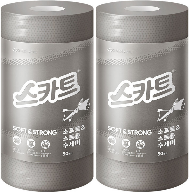 스카트 소프트 앤 스트롱 수세미, 그레이, 50개입, 2개