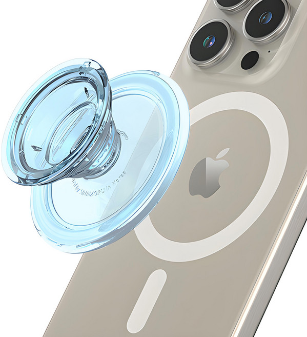 SINJIMORU 磁力強化 M Tipitok MagSafe 透明 握把支架, 1個, 藍色