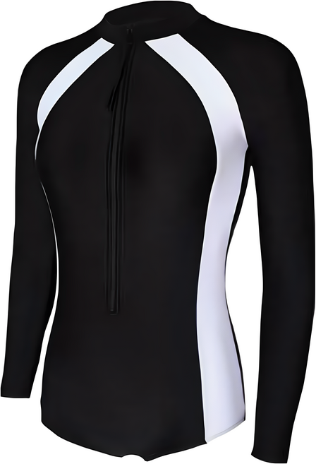 成人拉鍊連體泳衣, 黑底白條