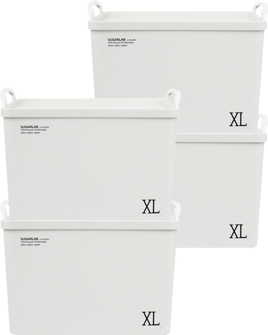 슈가랩 사탕수수 리빙박스, 화이트, XL, 4개