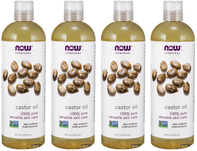 NOW Foods 純蓖麻保濕油, 473ml, 4瓶