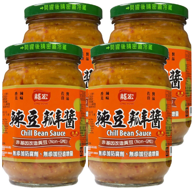 龍宏 辣豆瓣醬, 460g, 4罐