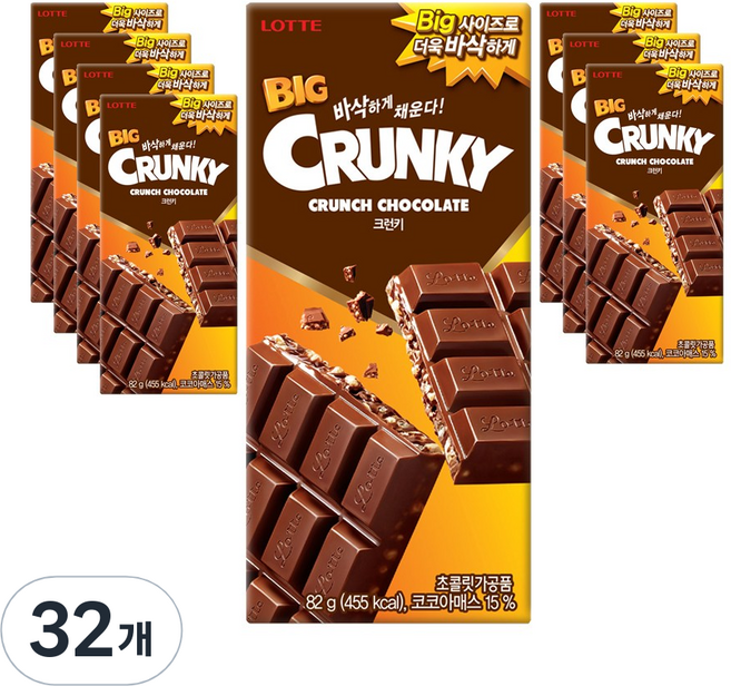 롯데웰푸드 빅 크런키, 82g, 32개