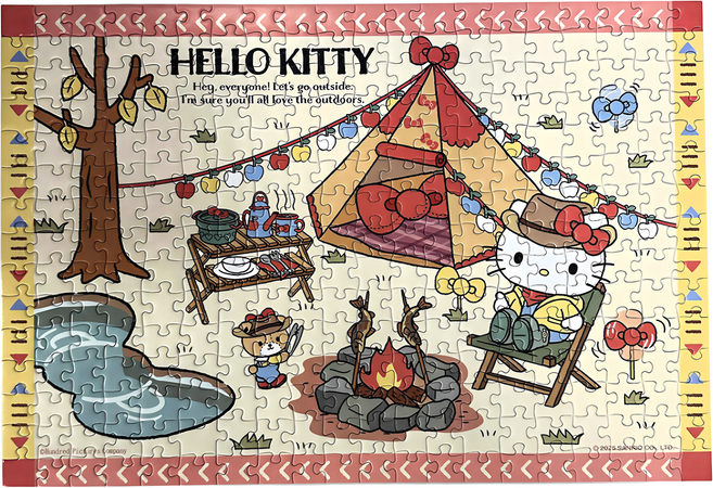 HUNDRED PICTURES 百耘圖 Hello Kitty 露營系列 紮營烤魚拼圖 HP0300-281, 300片, 紮營烤魚, 1盒