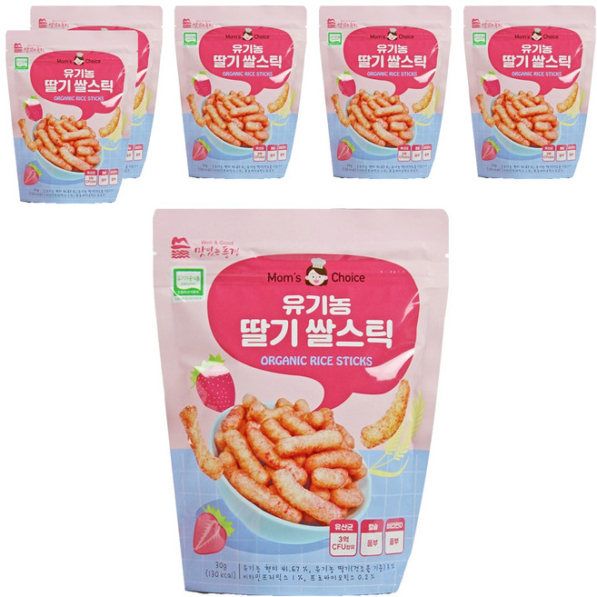 맛있는풍경 유기농 쌀스틱, 딸기, 30g, 6개