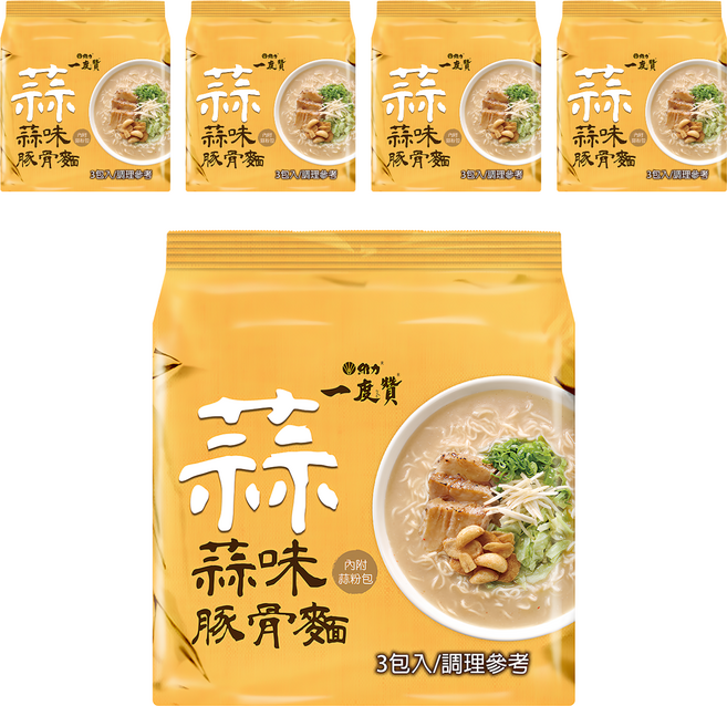 維力 一度贊 蒜味豚骨麵 190g, 15包