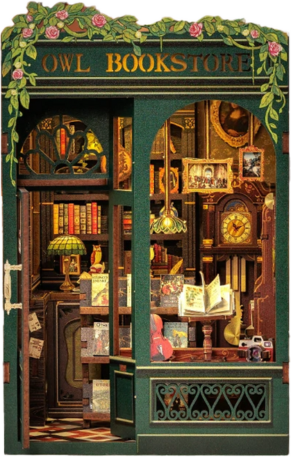 대호토이즈 부엉이 서점 미니어처 하우스 DIY 키트, 혼합색상, 1개