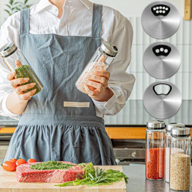 미니모 3단 조절 유리 양념통, 300ml, 4개