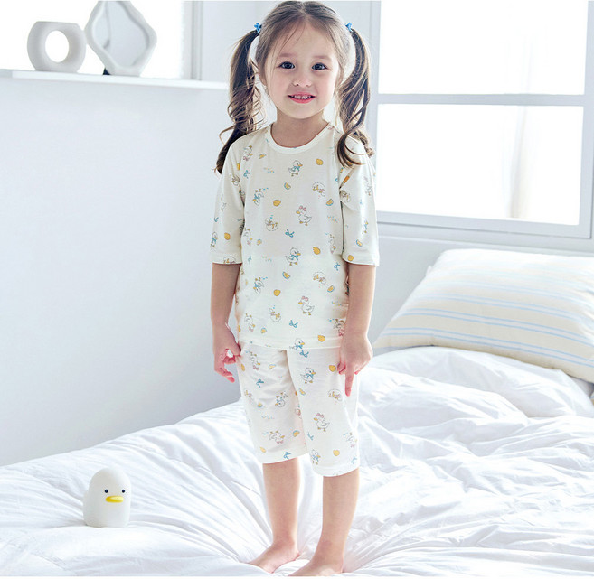 메이키즈 아동용 레몬오리 무형광 모달 7부 상하세트