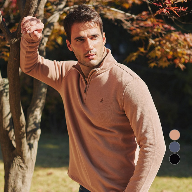 BEVERLY HILLS POLO CLUB 比佛利保羅 男款半拉鍊大學T長袖刷毛運動衫